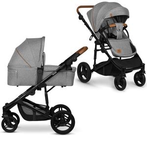 Carucior 2 in 1 Lionelo, Mari Tour, Cu landou, Reversibil, Maner ajustabil, Plasa de tantari, Husa de picioare, Geanta parinti, 22 kg, Conform cu EN1888 si EN1466, Gri
