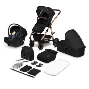 Carucior 3 in 1 Lionelo, Amber, Cadru aluminiu, Landou intarit, Salteluta, Scoica auto testata ADAC, Reversibil, Maner ajustabil, Accesorii, Pana la 22 kg, EN1888, ECE R129, Negru