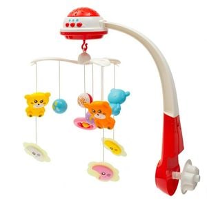 Carusel BabyMix, Muzical, Pentru patut bebelusi, Cu proiectii, Cu melodii si sunete ale naturii, Cu 11 jucarii, Red