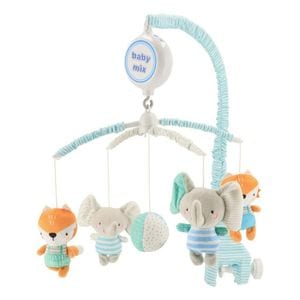 Carusel BabyMix, Muzical, Elephants and foxes, Pentru patut, Cu 5 jucarii din plus, Multicolor