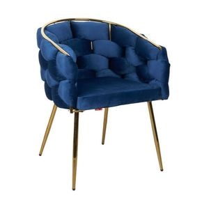 Scaun living tapitat KJC15, 67 x 60 x 80 cm, albastru