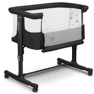 Patut co-sleeper Lionelo, Aurora, 3 in 1, Cu leganare si setare unghiulara, Cu saltea, Geanta transport, Reglabil in 5 pozitii, 0-9 kg, Conform cu EN 1130:2019+AC:2020, EN 16890:2, Gri inchis