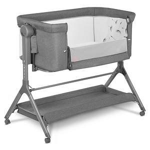 Patut co-sleeper Lionelo, Leonie, Plus, Pliabil, Cu sistem de leganare, Cu setare unghiulara, Reglabil in 6 pozitii, Conform cu EN1130 si EN16890, Gri
