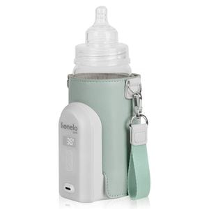 Incalzitor biberoane Lionelo, ThermUp Go Evo, Portabil, Cu 5 niveluri de incalzire, Cu buton Safety Control, Mentinere caldura pana la 9h, Incarcare USB, Verde