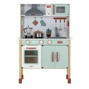 Bucatarie copii Free2Play, Mini Chef, Lemn, Cu efecte de sunet si lumina, Cu accesorii, 70 x 30 x 104 cm, Conform cu EN71-1;2018, EN71-2:2020, EN71-3:2021