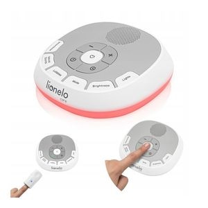 Lampa de veghe Lionelo, BabyNap, 2 in 1, Wireless, Cu sunete si melodii de leagan, Cu 11 culori si 3 niveluri de luminozitate, Cu functie de redare si inregistrare batai inima, Alb