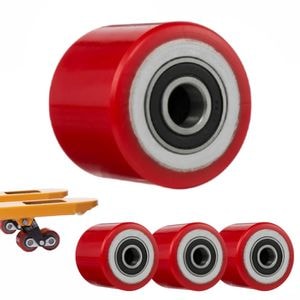 Set 4 roti transpalet HANDLEKRAFT, 70x60 mm, Rezistenta 2500-3000 kg, Role cu rulment, rezistente la uzura, Poliuretan, Rosu
