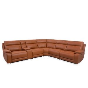 Coltar recliner Zeno, piele naturala, 330x300x100 cm, maro 
