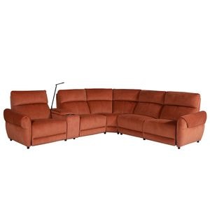 Coltar recliner Luna, stofa, 330x290x100 cm, caramiziu