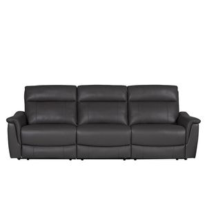 Canapea recliner Eden, piele naturala, 265x100x100 cm, gri 
