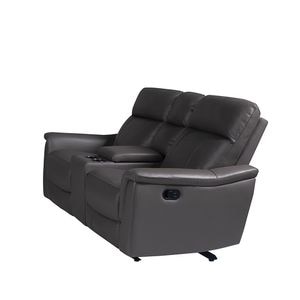 Canapea recliner Eden, piele naturala, 190x100x100 cm, gri 