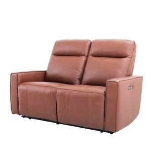 Canapea recliner Cognac, piele naturala, 152x90x105 cm, maro