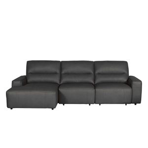 Canapea recliner Revo, piele naturala, 292x162x95 cm, negru