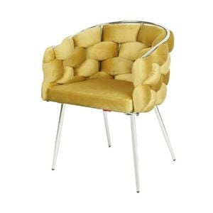 Scaun Living Tapitat KJC14, 67 x 60 x 80 cm, Mustar