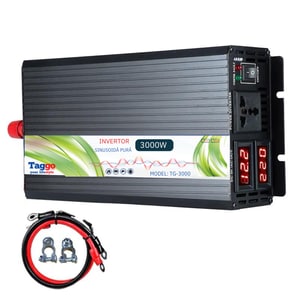 Invertor Taggo 3000W, 12V, 220 V, auto si panouri solare SINUS PUR, unda pura rulota, casa, cabana