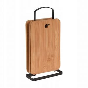 Set 6 tocatoare Vitre, bambus, suport metalic, dimensiune tocator 22 x 14 cm, cu suport 16 x 5 x 30 cm
