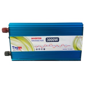 Invertor Taggo 2 in 1 SINUS PUR, 3000W, 12V - 220V, cu Functie UPS de incarcare acumulatori