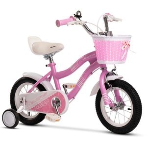 Bicicleta copii 2-4 ani Kids BMX Princess JSX1204, roti 12", frane V-Brake fata spate, cauciucuri late tip MTB, roti ajutatoare, roz