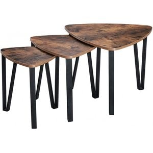 Set 3 masute de cafea Vasagle, MC-41124, Maro, 58.5x58.5x45.4 cm