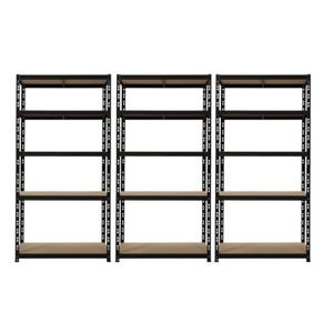 Set rafturi tip polita de depozitare Handlekraft, 5 polite, 3 piese, 180 x 90 x 40 cm, 875kg/raft, otel/MDF, negru