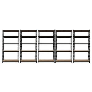Set rafturi de depozitare Handlekraft, cu 5 polite, 5 piese, 180 x 90 x 40 cm, 875kg/raft, otel/MDF, negru