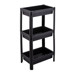 Organizator Universal cu 3 rafturi, pentru bucatarie sau baie, Negru, 23x36x75 cm 