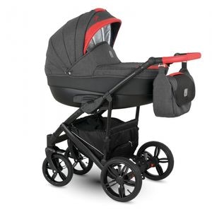 Carucior 3 in 1 Camarelo, Baleo 7, Cadru din aluminiu, 0 luni+, 5 puncte, Negru/Rosu