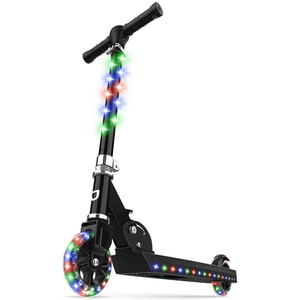 Trotineta cu Lumini LED Elindor pentru Copii, Pliabila si Reglabila, Neagra