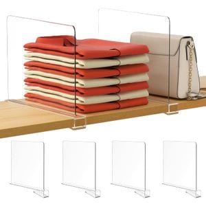 Set 4 Separatoare Acrilice Elindor, Organizator pentru Haine, Transparent