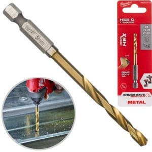 Burghiu pentru metal MILWAUKEE RED HEX Shockwave, HSS-G TiN laminat, 5x31/80mm
