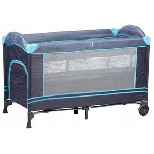 Patut pliabil Ecotoys, Cu 2 nivele, Cu intrare laterala, Bleumarin