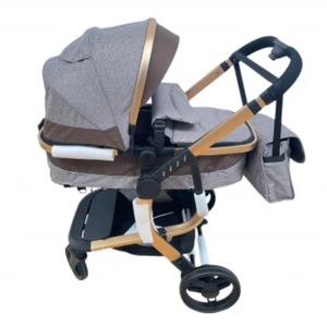 Carucior 2 in 1 Krista, cu maner reversibil, transformabil din landou in sport, cu geanta, suspensii, 518 Crem