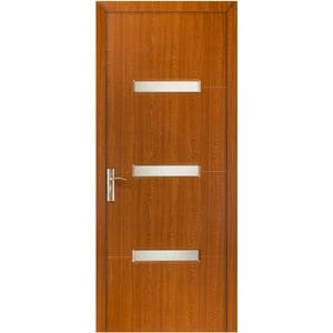 Usa de interior din lemn Style 016, cu geam, 200x80 cm, Stejar inchis