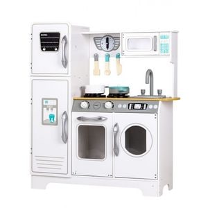 Bucatarie copii Ecotoys, TL18061, Mare, Din lemn, Cu accesorii, Alb