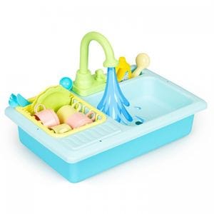 Chiuveta pentru copii Ecotoys, HC485048, Cu 12 accesorii, Albastru/Galben
