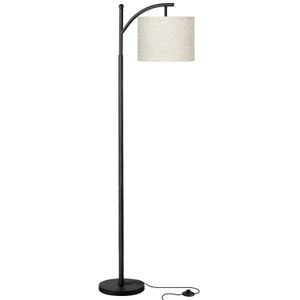 Lampa Podea Elindor cu Abajur Textil, Lumina Ajustabila, Neagra