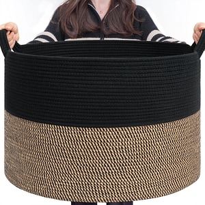 Cos pentru Rufe, Depozitare Haine, Jucarii, Obiecte, Spatiu pentru Animalele de Companie, Design Stilizat cu Manere, Marime XXXL, 90 L, 55 x 35 cm, Culoare Negru, Mix Camel