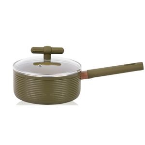 Cratita din aluminiu cu capac si maner cauciucat Grunberg GR5722, 16x7.5 cm, Baza pe inductie, Placaj anti-aderent, capacitate 1.3 L