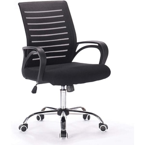 Scaun de birou, Quasar & Co., model Delta, ergonomic, inaltime reglabila, 5 roti pivotante, baza cromata, mesh/tesatura, negru