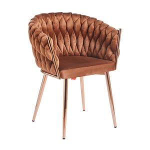 Scaun living tapitat KJC16, 50 x 60 x 80 cm, maro