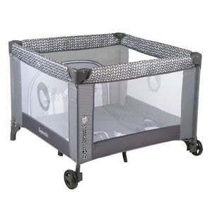 Tarc de joaca Lionelo Lene, Cu roti, Cu intrare laterala cu fermoar, 100 x 100 cm, Conform cu standardul europeane de securitate EN12227, Grey Scandi