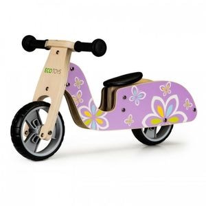 Bicicleta de echilibru Ecotoys LC-V1330, Cu fluturasi, Din lemn, Cu roti EVA, Violet