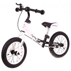 Bicicleta fara pedale SporTrike Boomerang, Cu frana, Cu cadru variabil, Cu roti gonflabile, Alb