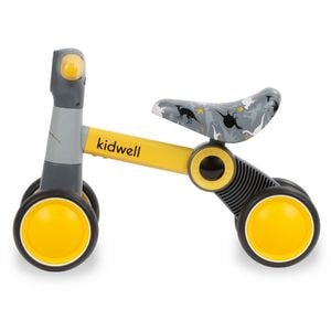 Bicicleta fara pedale Kidwell Petito Dino, Pentru greutate maxima de 20 kg, Gri/Galben