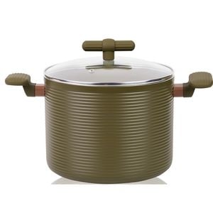 Oala din aluminiu cu capac si maner cauciucat Grunberg, 22 x18 cm,Baza pe inductie, Placaj anti-aderent, capacitate 5.6 L, GR5725