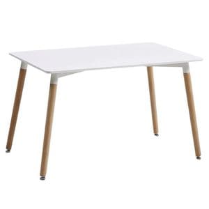 Masa bucatarie si living AB673, blat MDF, picioare lemn,120x80x74 cm, alb