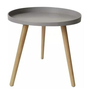 Masuta cafea rotunda, AB360, cadru lemn, blat polipropilena, 49.5x44.5 cm, gri