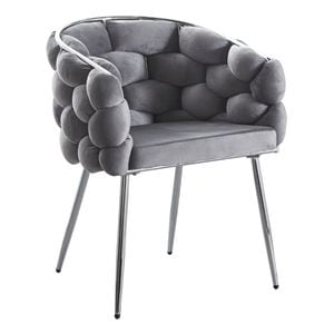 Scaun living DRIMUS AB14, catifea, picioare metalice, 80x60x43 cm, ergonomic, gri/silver