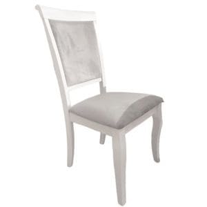 Scaun tapitat de living DRIMUS, AB Albert din lemn masiv, stofa, 96x42x40 cm, alb/gri