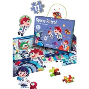 Puzzle educativ mare Simply Joy, Patrula Spatiala, 72 piese, albastru, 90x60cm, 4 ani +